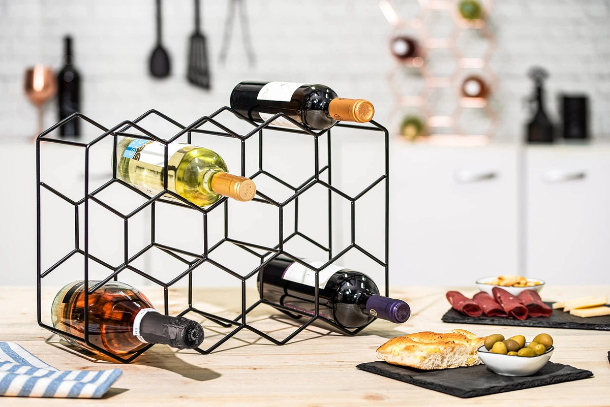 Gusto Nostro Countertop Wine Rack - 14 Bottle Freestanding 14 Bottles, Black
