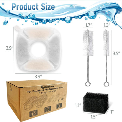 OPISICEN 18 Pcs Cat Fountain Filters Replacement Compatible with VEKEN White