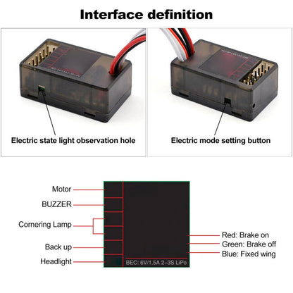 10A Brushed RC ESC 2s/3s Dual Way Brake LED Control for 1/28 1/24 RC Car Model d
