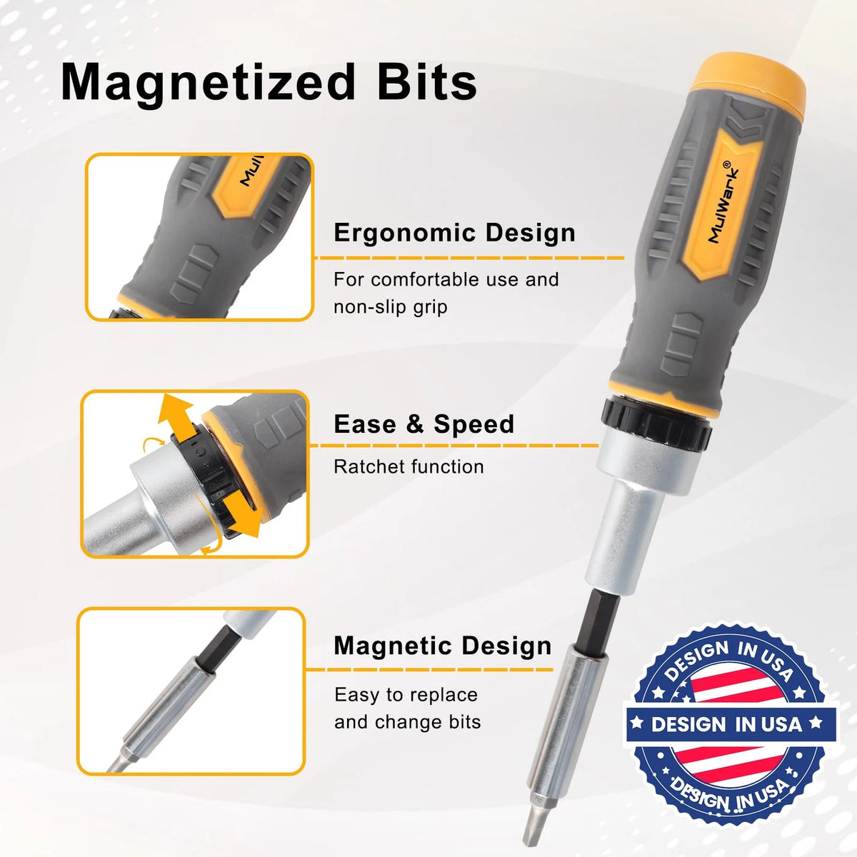 MULWARK Screwdriver Bit Set & Socket Kit, 77-Pieces Ratcheting Orange