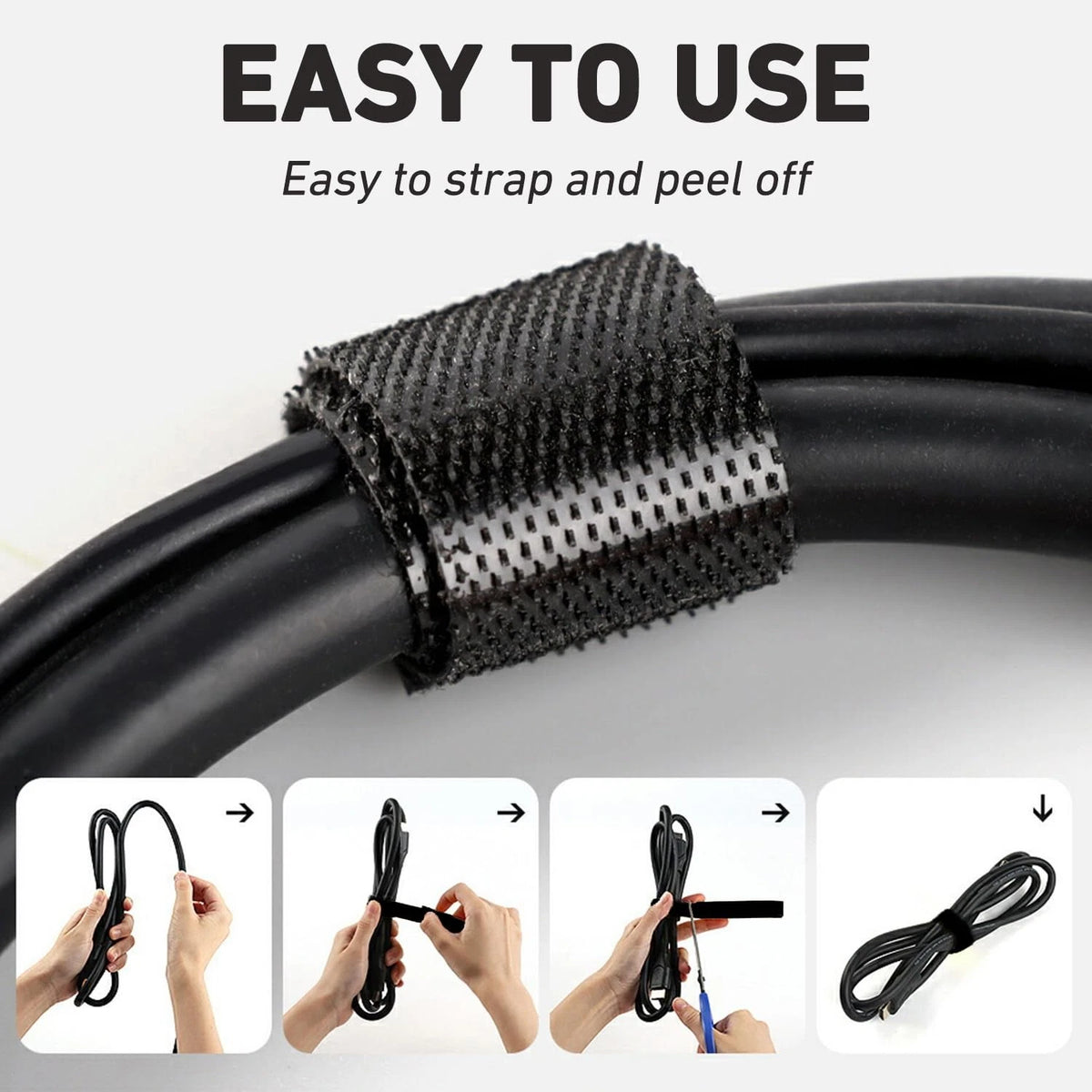 164ft x 1/2 inch Reusable Fastening Cable Ties, 1/2inch x 164ft, Black