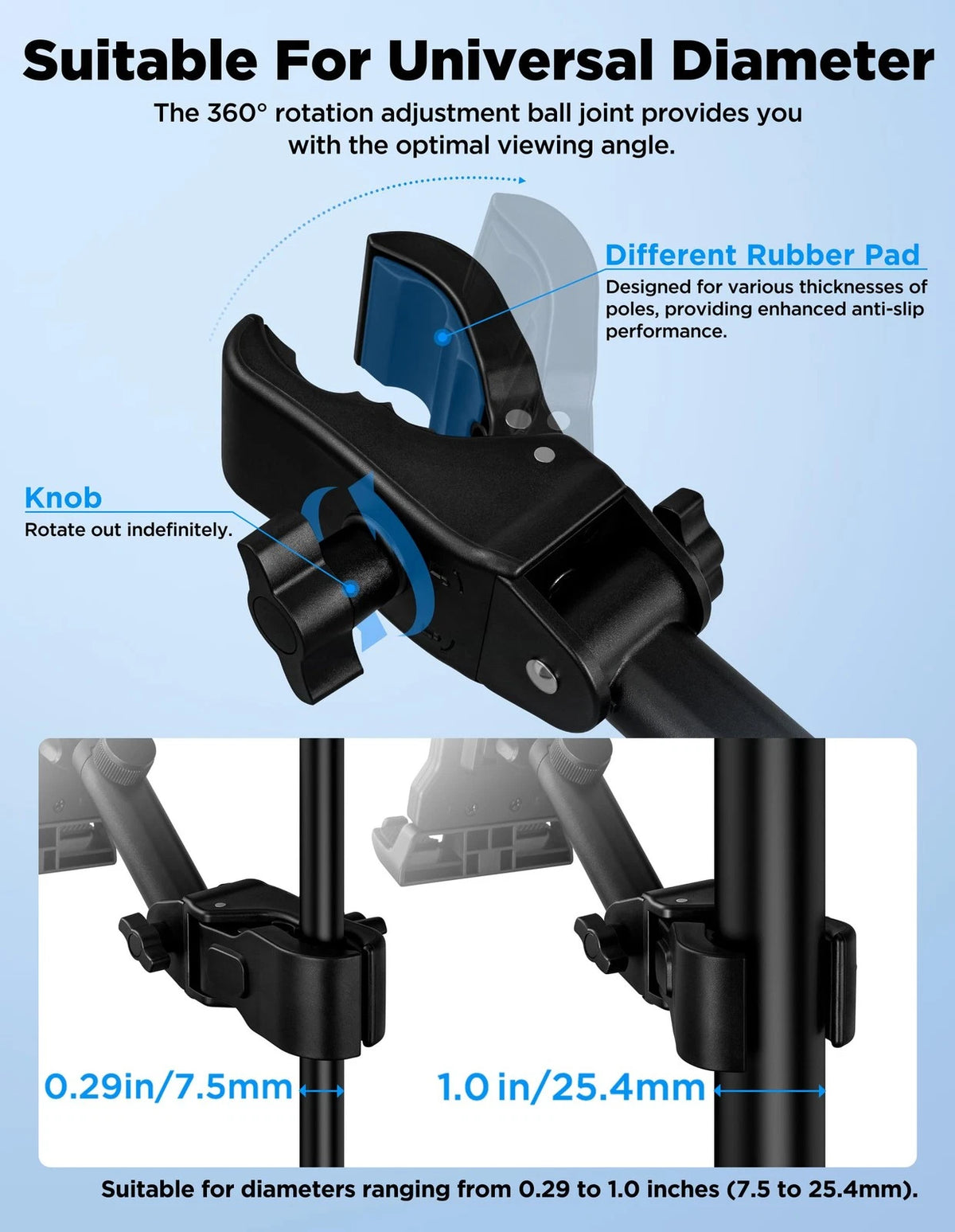 LZSIG Tablet Holder for Mic Stand, Adjustable iPad iPhone Mount X, Black