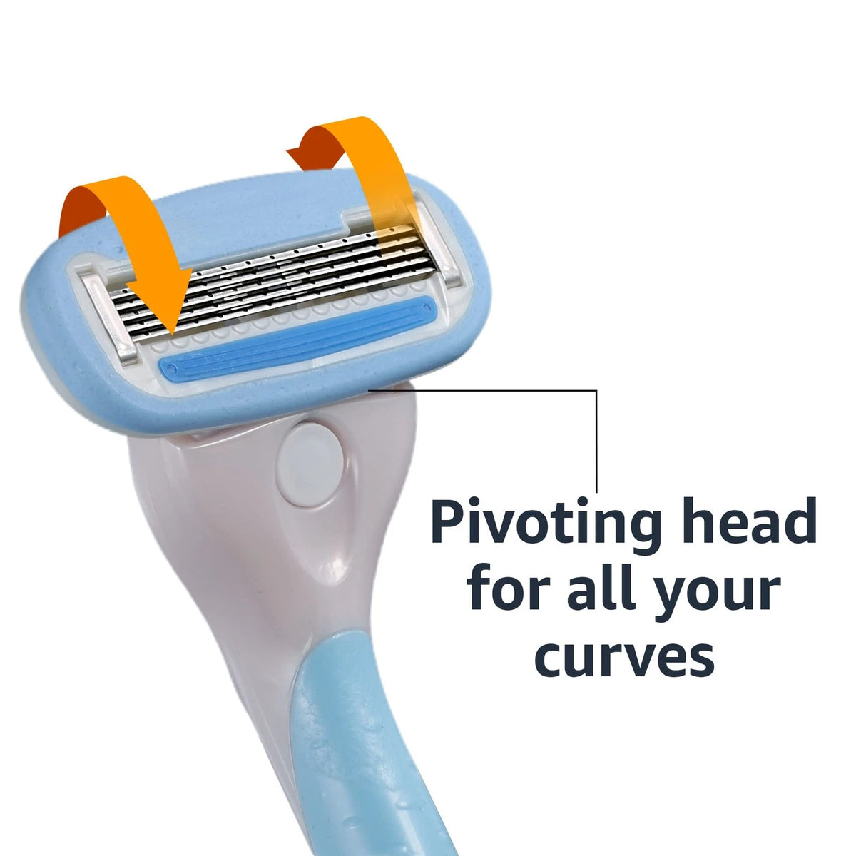 Amazon Basics 5-Blade Razor Handle for Women, 12 Count (Pack of 1), Blue
