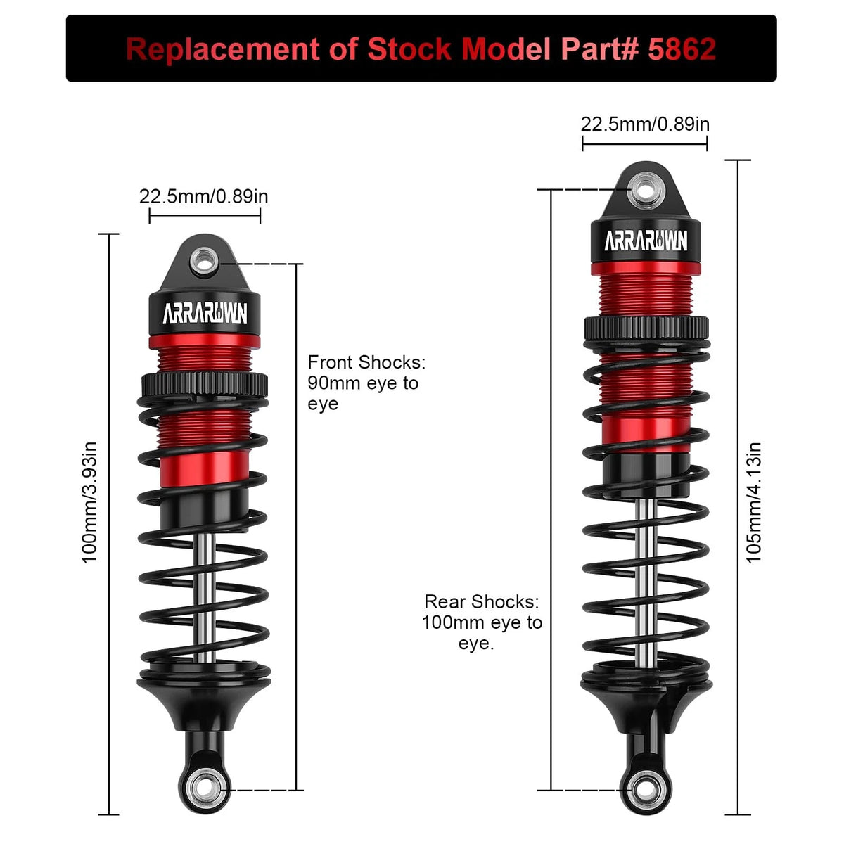 4PCS 1/10 RC Car Shocks Front & Rear Shock Absorber Damper Medium, Black Red
