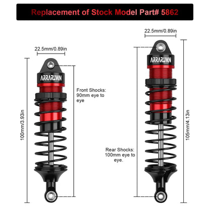 4PCS 1/10 RC Car Shocks Front & Rear Shock Absorber Damper Medium, Black Red