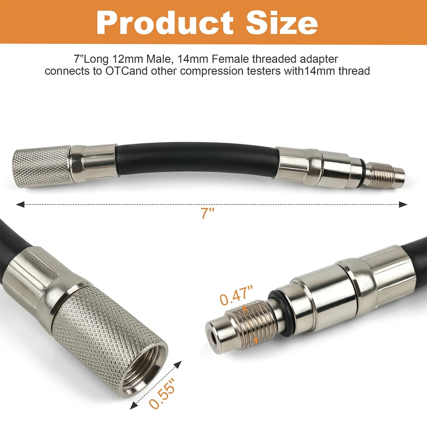 Compression Tester 12mm Spark Plug Adapter for Ford 4.6L 5.4L 6.8L 3-Valve
