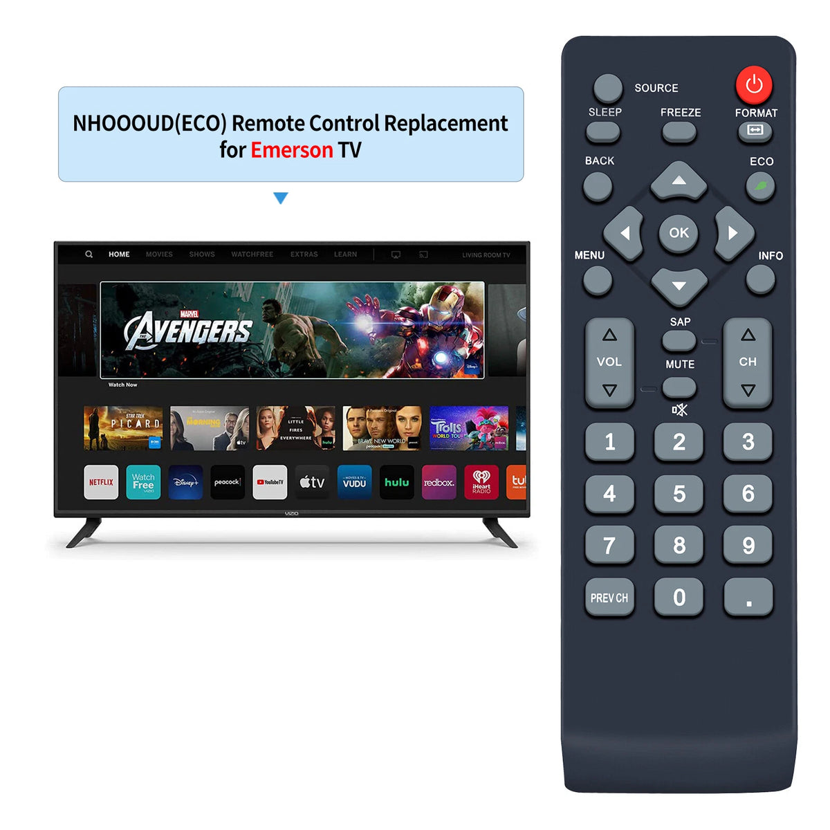 NH001UD RTNH001UD Remote Control For Emerson Sylvania LCD LED TV LC370EM2