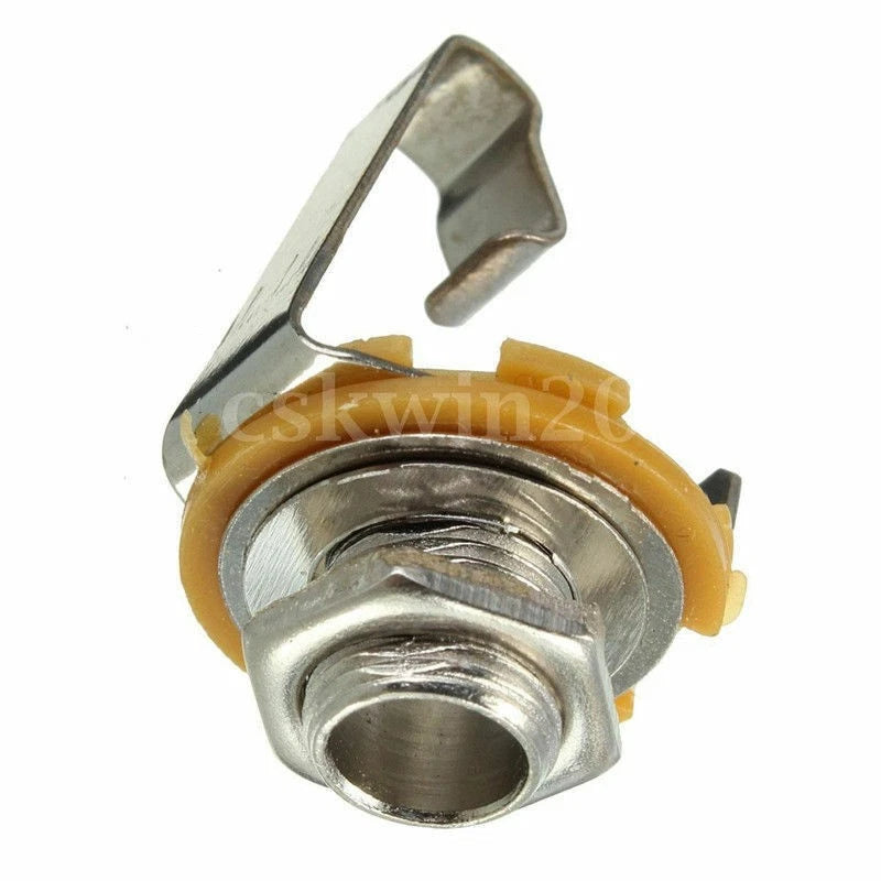 10 Pcs Mono 1/4" 6.35mm ID Jack Socket Connector Panel Mount Guitar Plate;
