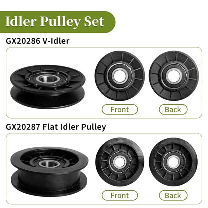 1Set V-Idler Pulley & Flat Idler Pulley For John Deere Lawn Mower Replace Parts