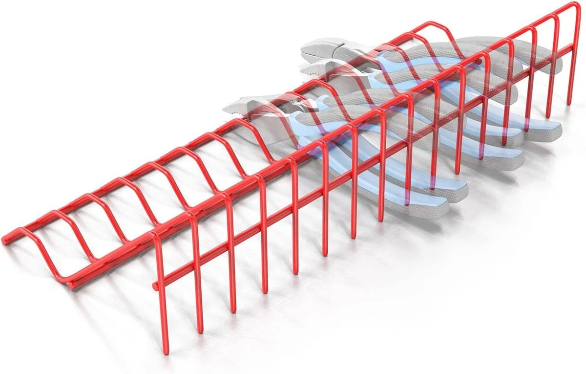 Olsa Tools Plier Rack - Red Organizer for Tool Box Drawer 16 Slots,