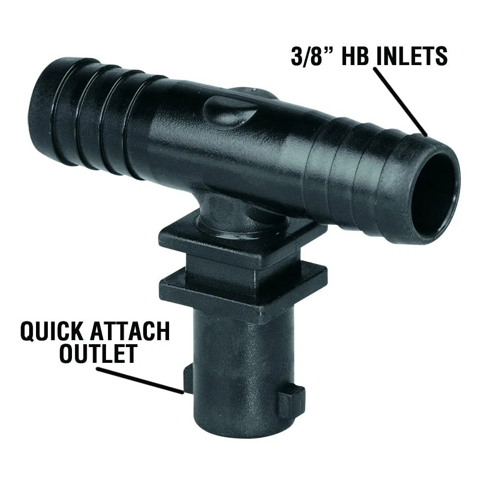 Valley Industries Polypropylene Tee Nozzle Body - 3/8" HB 3/8 Inch, Black