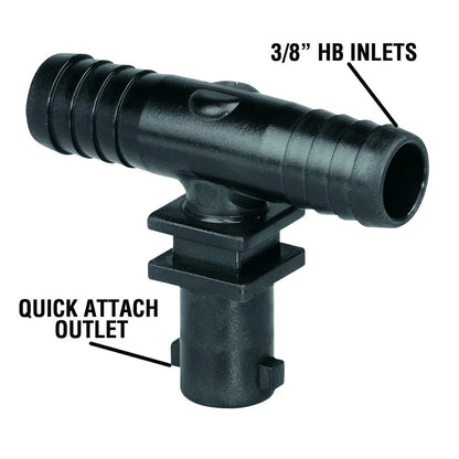 Valley Industries Polypropylene Tee Nozzle Body - 3/8" HB 3/8 Inch, Black