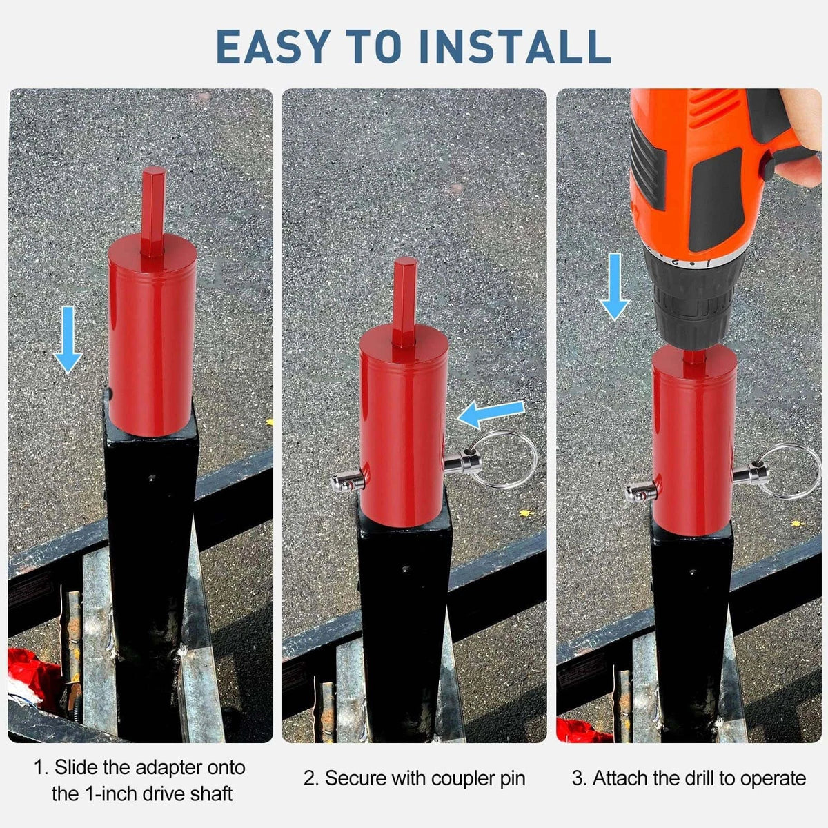 Flatbed Trailer Jack Crank Adapter 1 Inch Hex Bit for 3/8 Drill Attachment