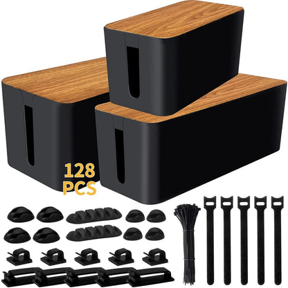 YUANYE Cable Management Box Kit for Power 3 pack, Black