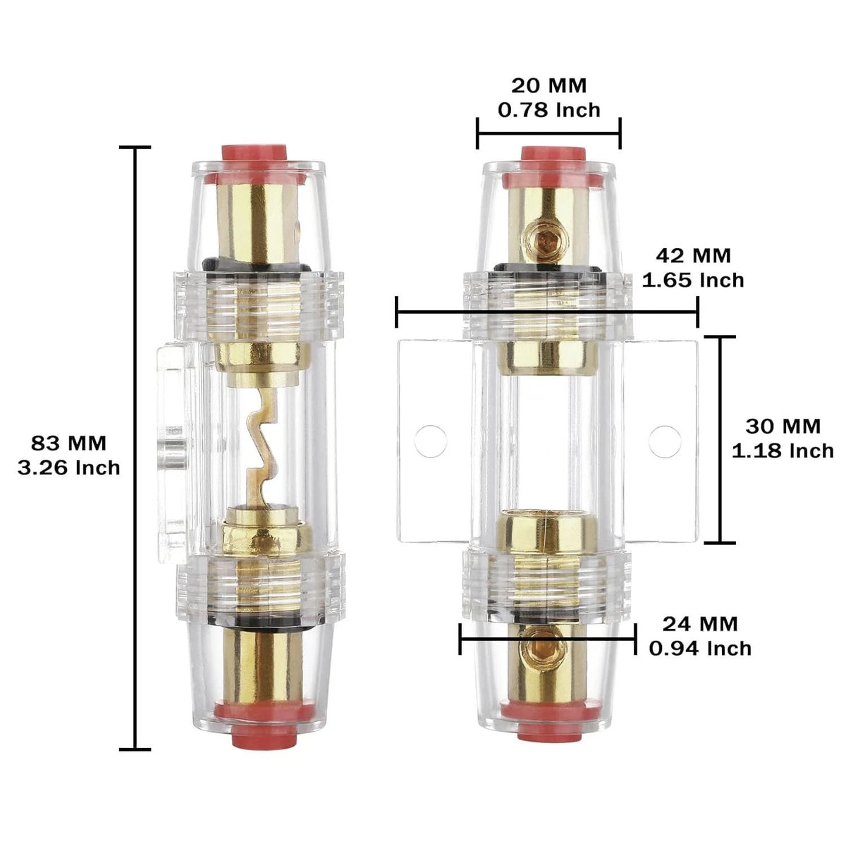 Carviya in-line AGU Fuse Holder for 4-10 Gauge AWG Wire / 6 & 8 1 Pack