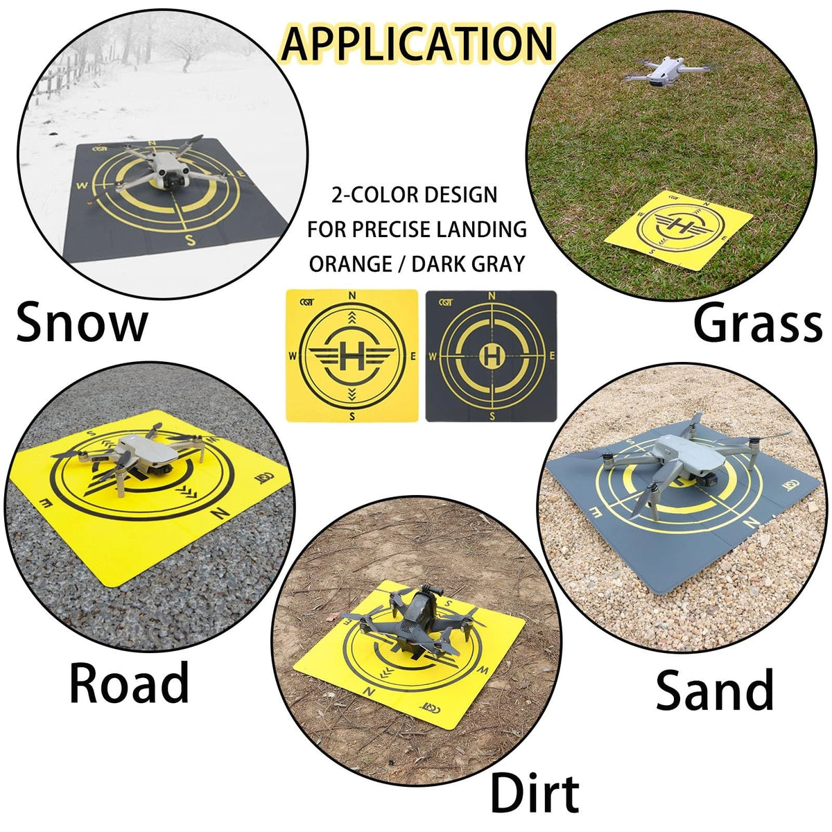 CQT Drone Landing Pad Universal Waterproof Weighted Portable Yellow+Dark Gray