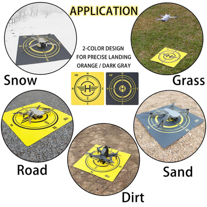 CQT Drone Landing Pad Universal Waterproof Weighted Portable Yellow+Dark Gray