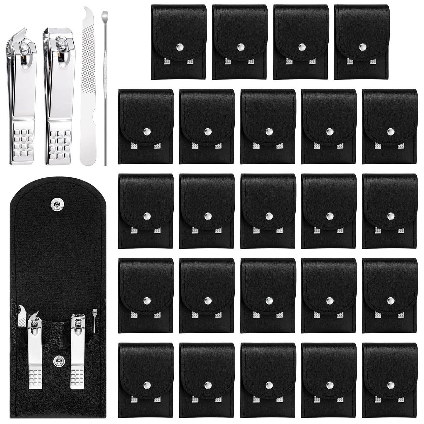 24 Pack Nail Clipper Set Manicure Kit for Women Men Silver