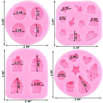 Mujiang Ice Cream Cones Silicone Mold Donut Fondant Molds Set Of 4 Style B