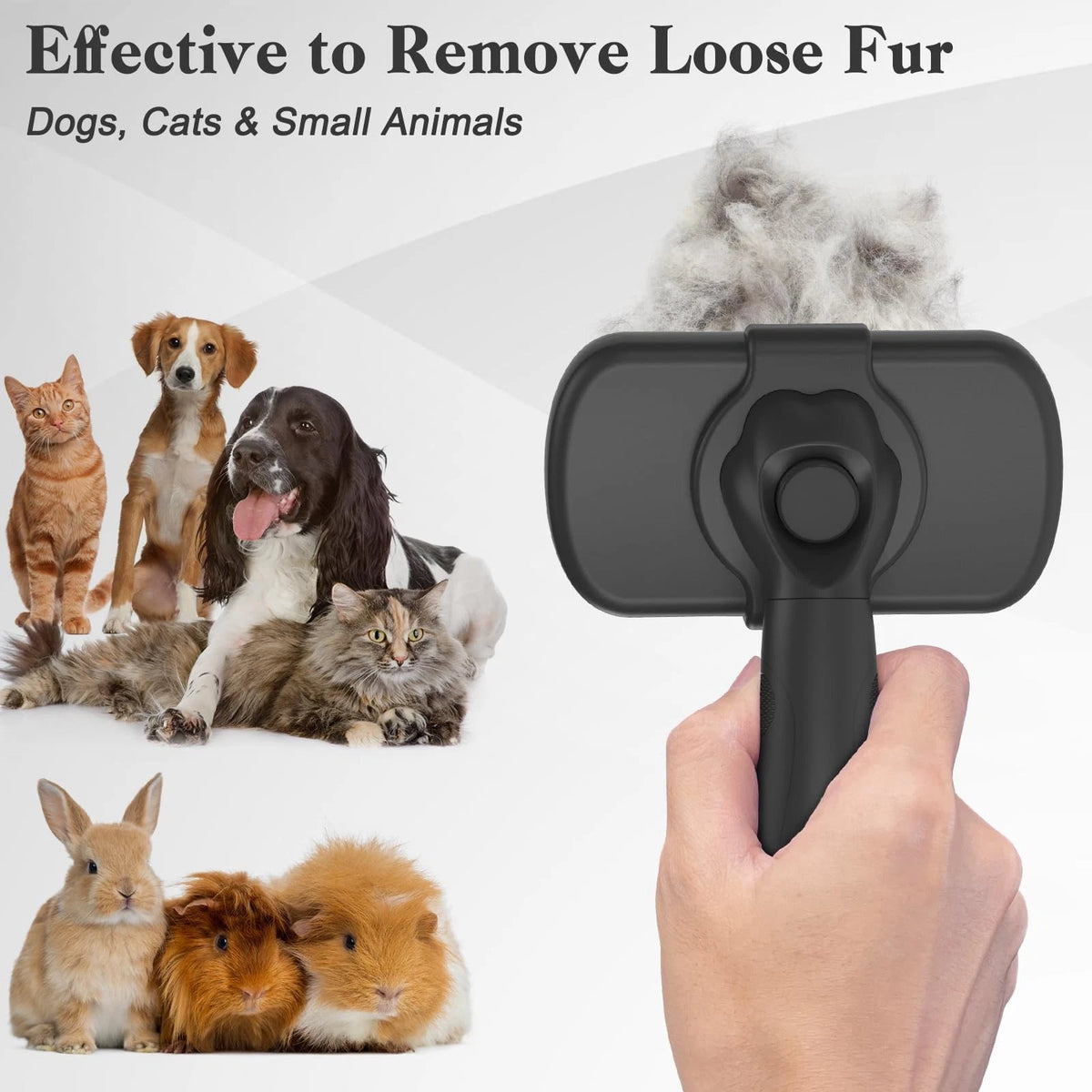 Swihauk Self Cleaning Slicker Brush for Dogs & Cats - Skin Large, Black
