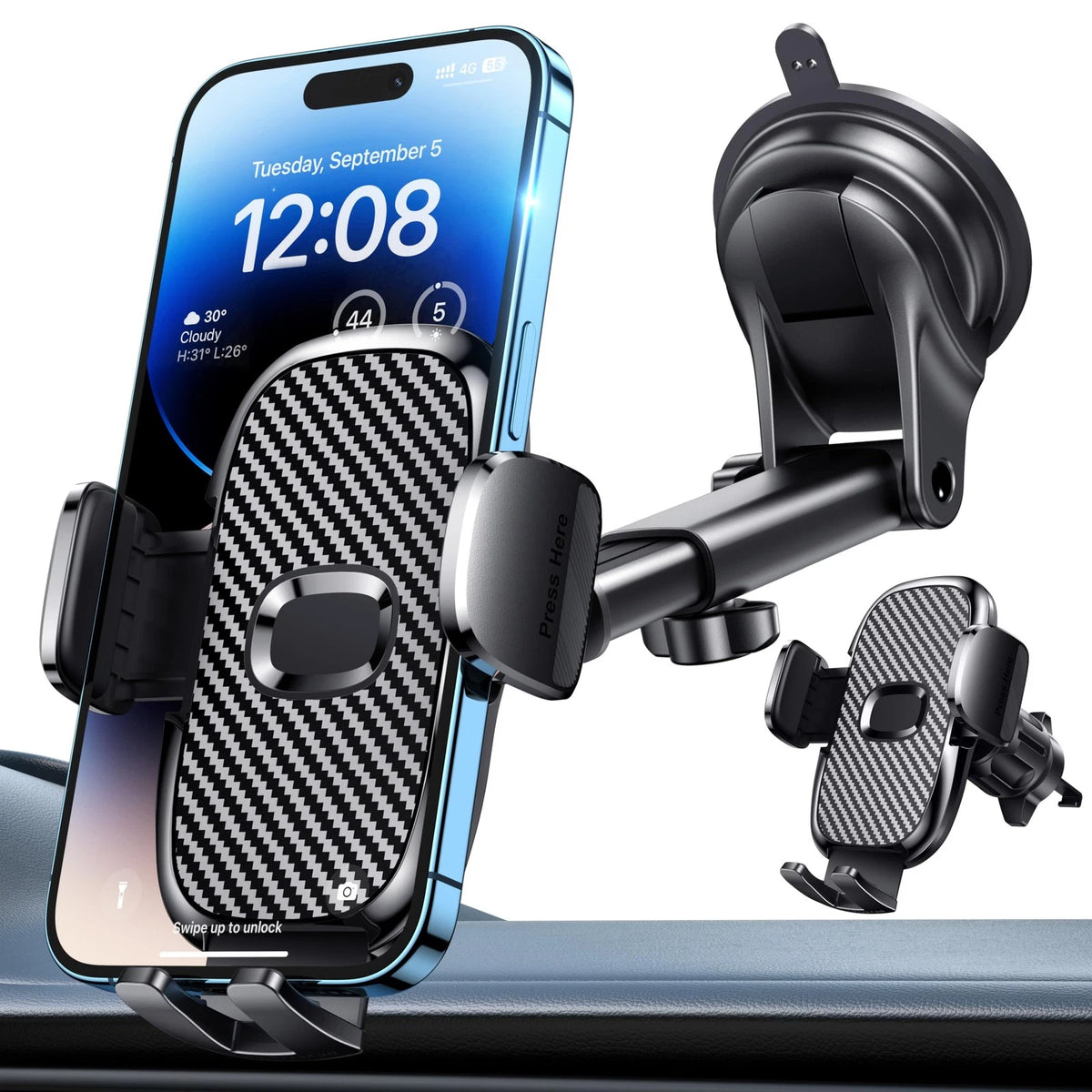 Car Phone Holder[Military-Grade 360°Suction Cup]Phone Holders for dark black
