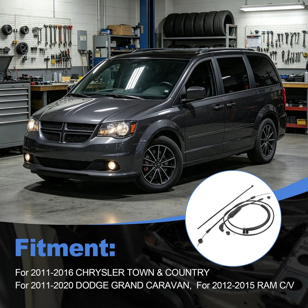 Left Seat Riser Release Cable Kit 68143771AB for 2011-16 Chrysler Town & Country