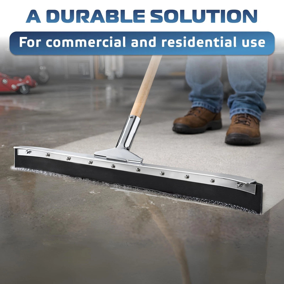 DSV Standard Curved Floor Squeegee 36’’, Rubber Blade Garage 36-inch, Gray