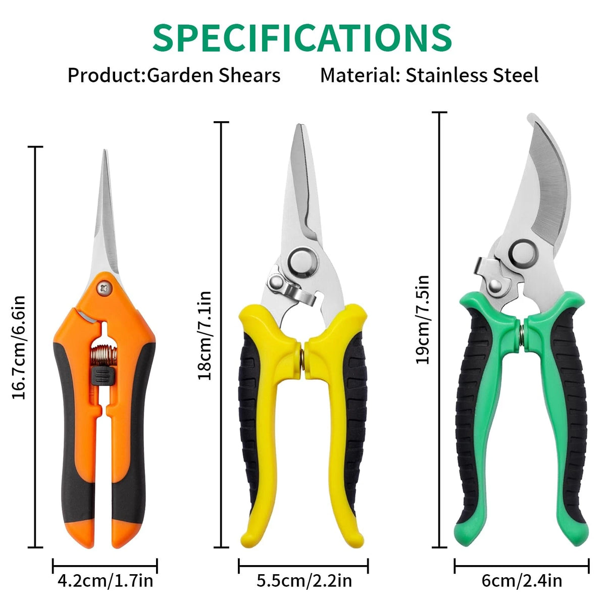 Garden Pruning Shears 3 Pack Gardening Scissors Multicolor
