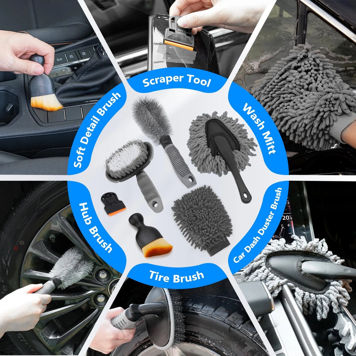 ThinkLearn Car Detailing Kit with Foam Gun, Wash Mop for Deep Gray(33PCS)