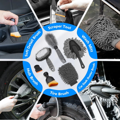 ThinkLearn Car Detailing Kit with Foam Gun, Wash Mop for Deep Gray(33PCS)