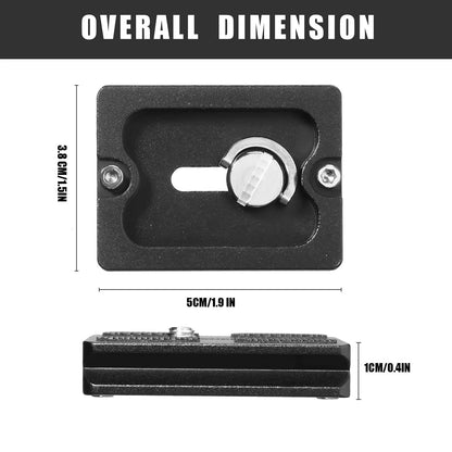 Frienda 2 Pieces Metal Quick Release Plate with 1/4''-20 Camera 50mm, Black