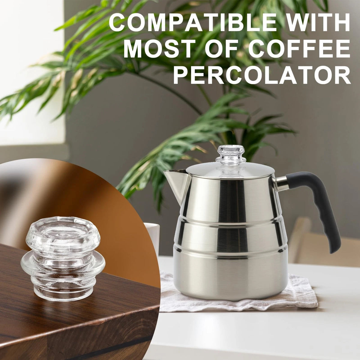 Hoowen 2 Pack Coffee Percolator Glass Top Replacement, Clear Small,