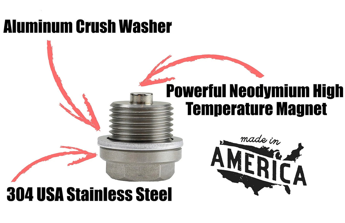Votex - Made in USA - M18 x 1.5MM M18-1.5 Magnetic Drain Plug, Silver