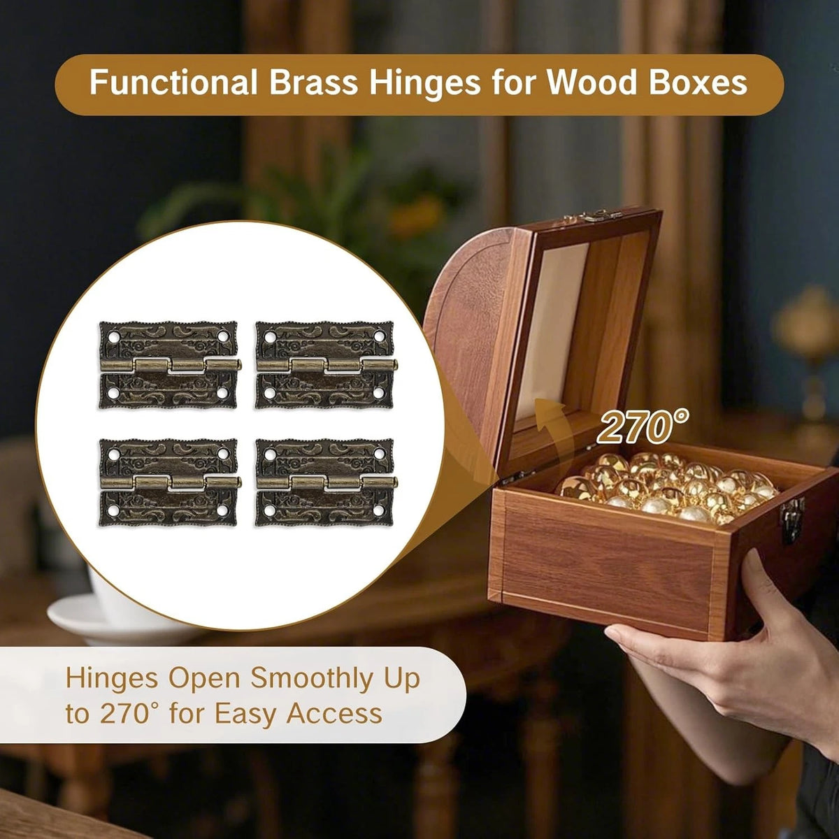 2 Sets Jewelry Box Hardware Kit Small Boxes with Brass Hinges Corners Bronze