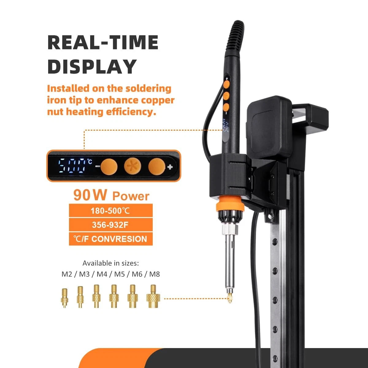 Heat Set Insert Tool with 90W Soldering Iron & Brass Inserts 3D Nutopress V2