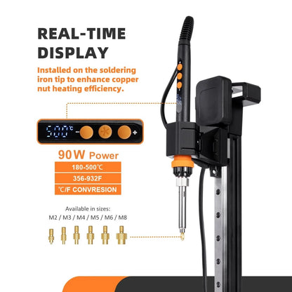 Heat Set Insert Tool with 90W Soldering Iron & Brass Inserts 3D Nutopress V2
