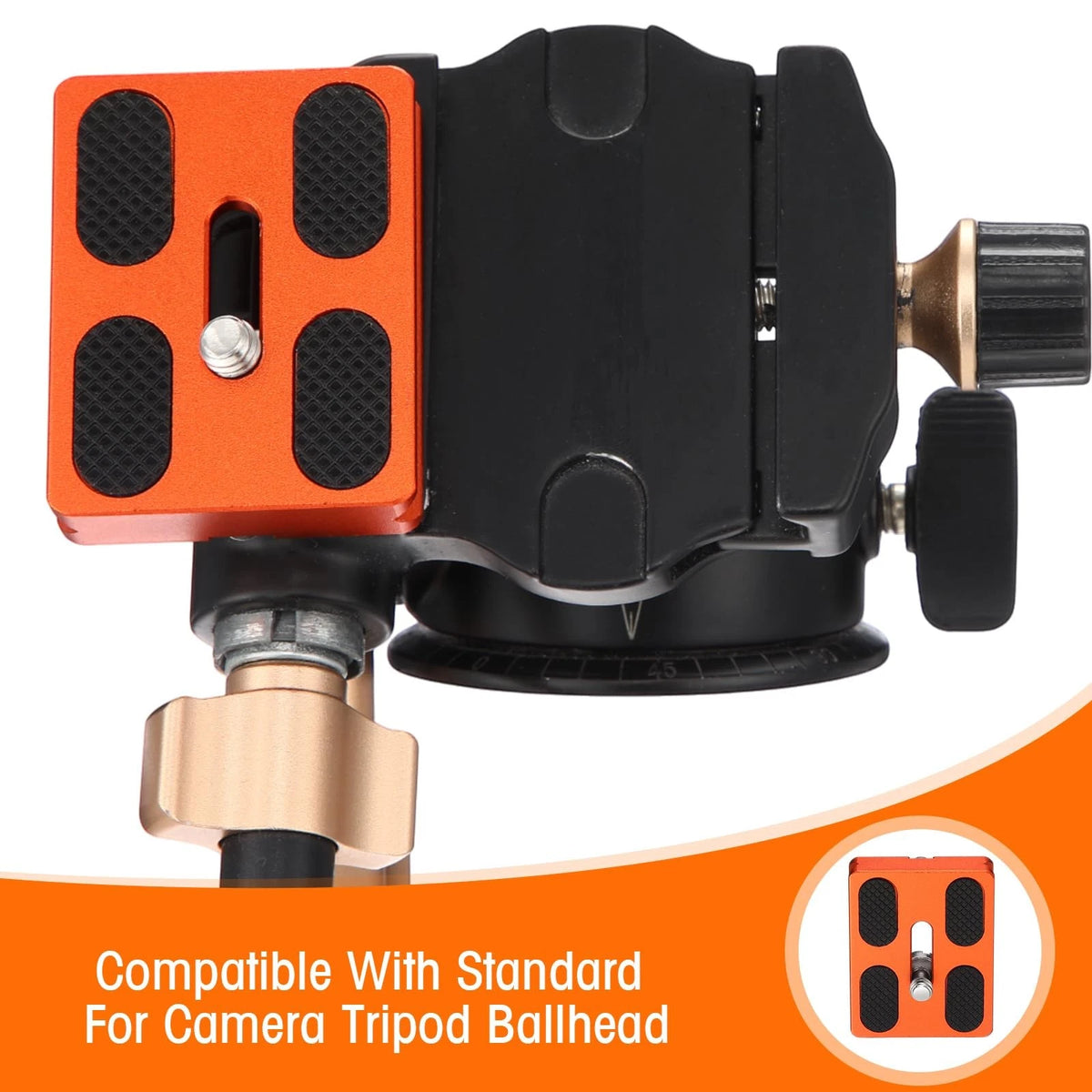Frienda 2 Pieces Metal Quick Release Plate with 1/4''-20 Camera 50mm, Orange