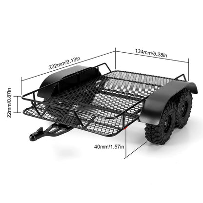 INJORA Metal Hitch Mount Trailer for Axial SCX24 Upgrade 1/24 RC Crawler Small