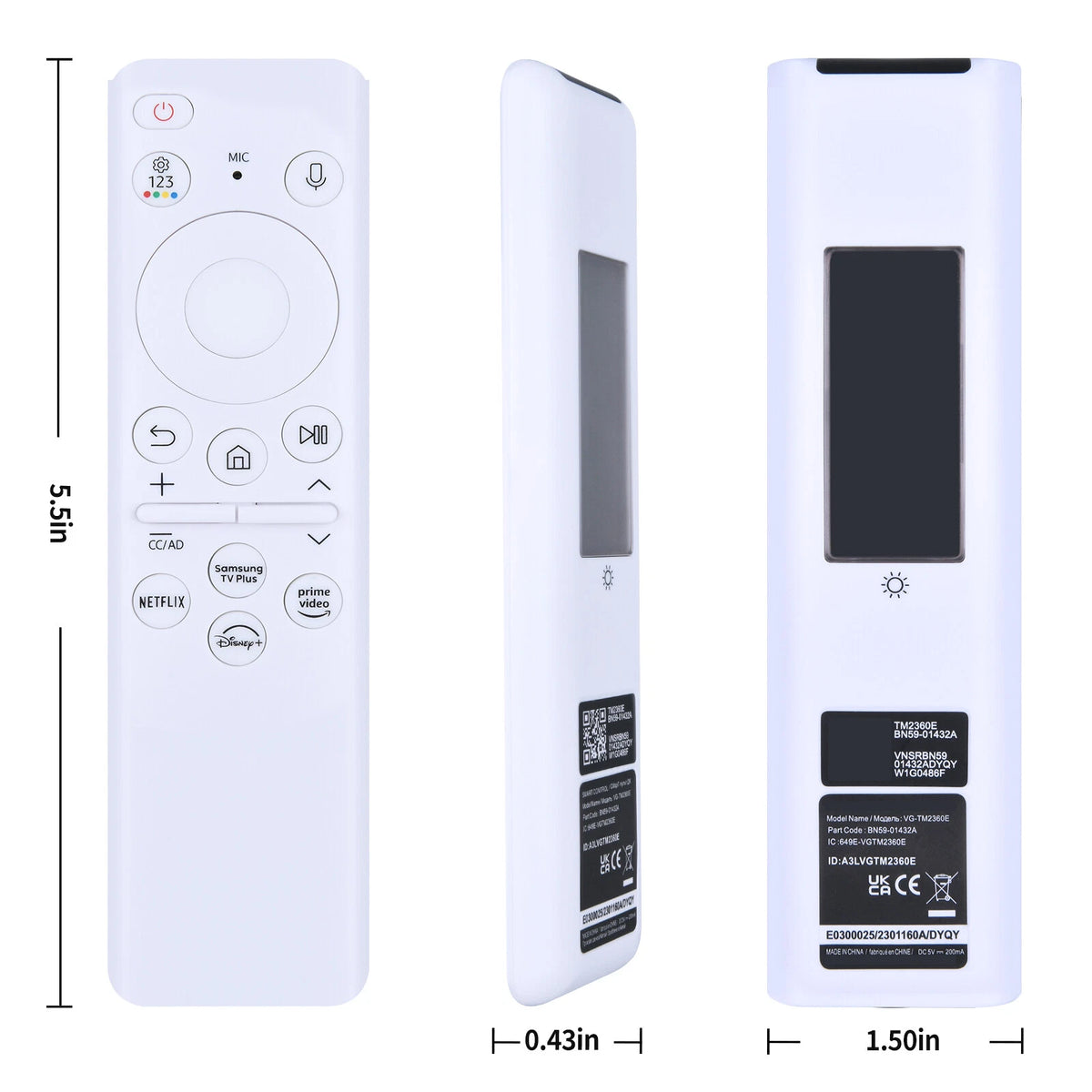 BN59-01432A Solar Voice Remote For Samsung Neo QLED Smart 8K HDR Ultra HD TV