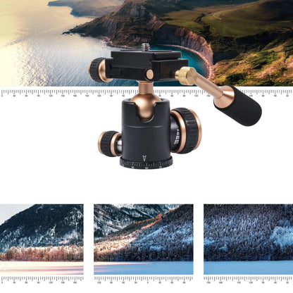 Tripod Head, Flexi-Tilt Universal Ball Head with Quick Release Plate, Gold