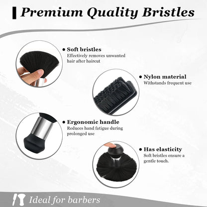 Barber Brush and Neck Duster Set - 2 Piece Professional Black