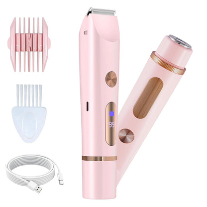 Bikini Trimmer for Women, Electric Razors Shaver with LCD Pink
