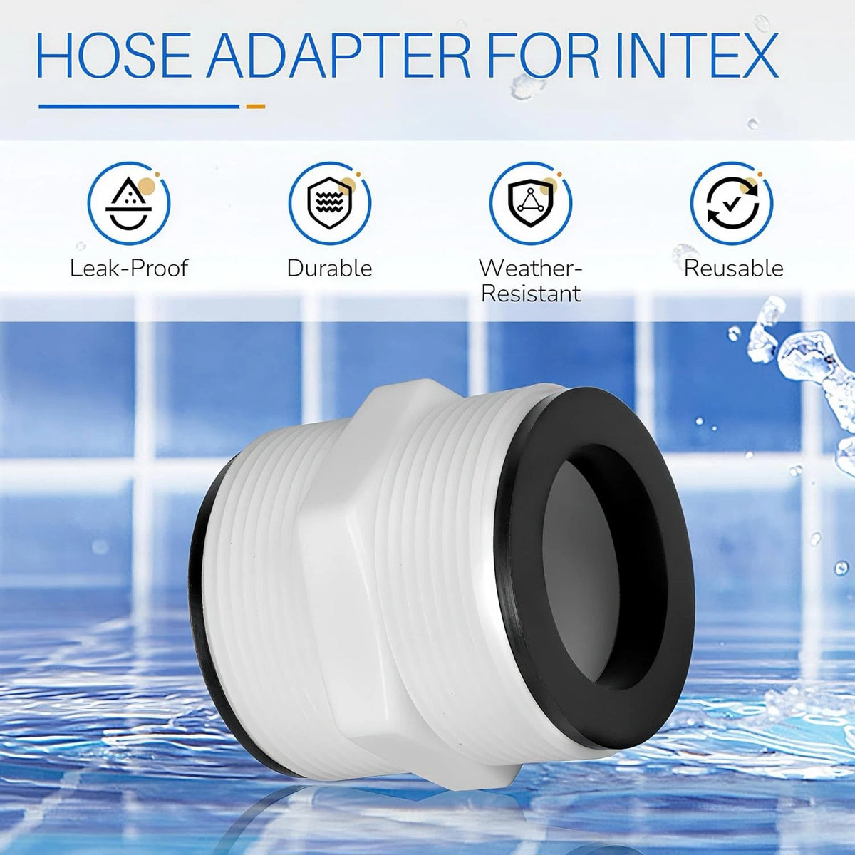 1.5" Pool Hose Adapter, Connector Compatible 1.5 inches, White