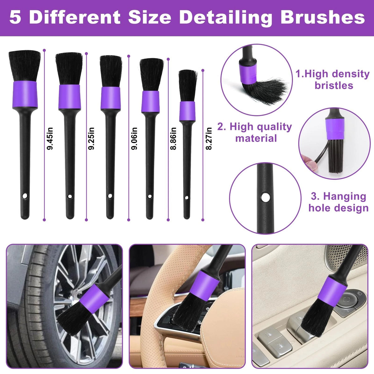 Viewsun Windshield Cleaner Tool, 17Pcs Purple Car Interior Cleaning