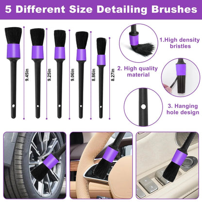 Viewsun Windshield Cleaner Tool, 17Pcs Purple Car Interior Cleaning