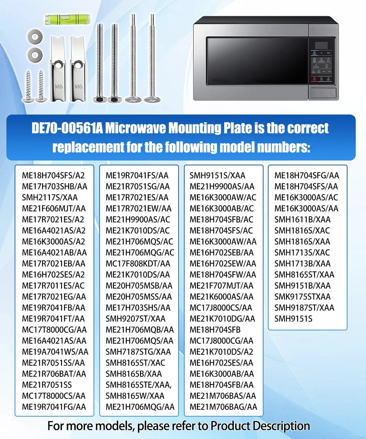 DE70-00561A Microwave Mounting Plate Bracket with Hardware Screws Kit silvery