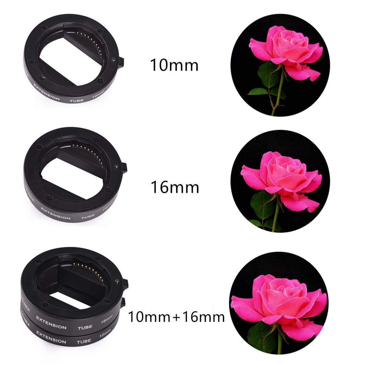 2pcs Macro Extension Ring Set For Sony E-Mount Camera 10mm 16mm AF Adapter