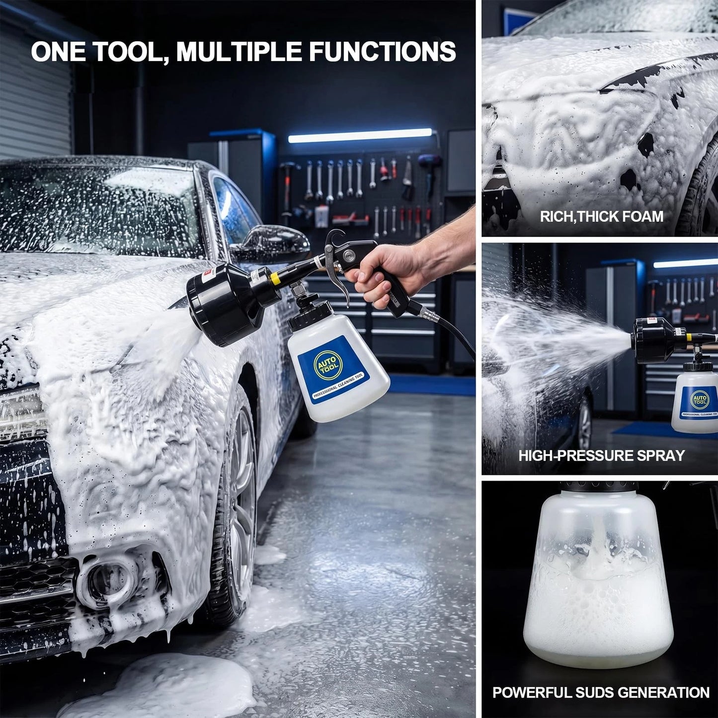Car Wash Foam Gun,Foam Cannon Kit,Car Cleaning Gun, Black-2