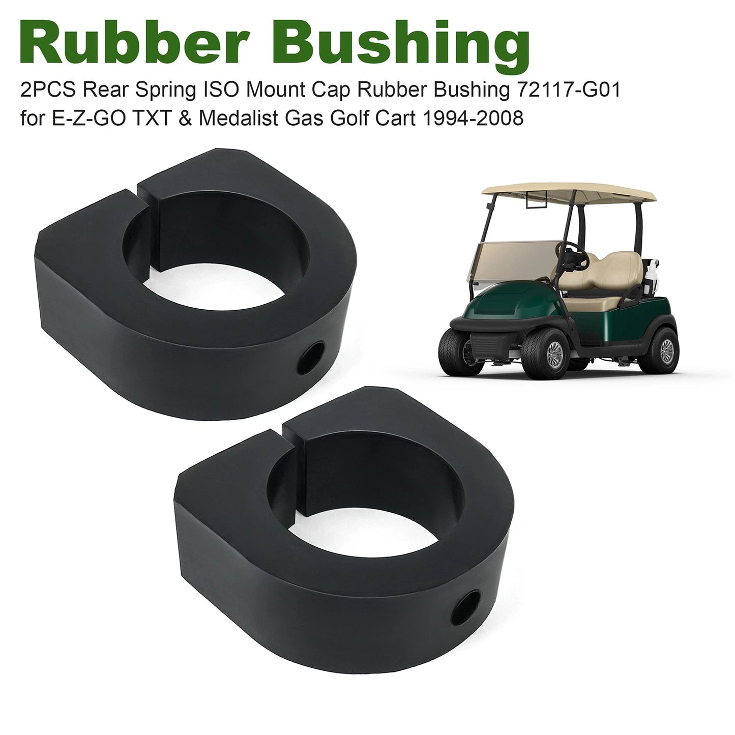 Pair Rear Spring ISO Mount Cap Rubber Bushing 72117-G01 for E-Z-GO ST Sport II