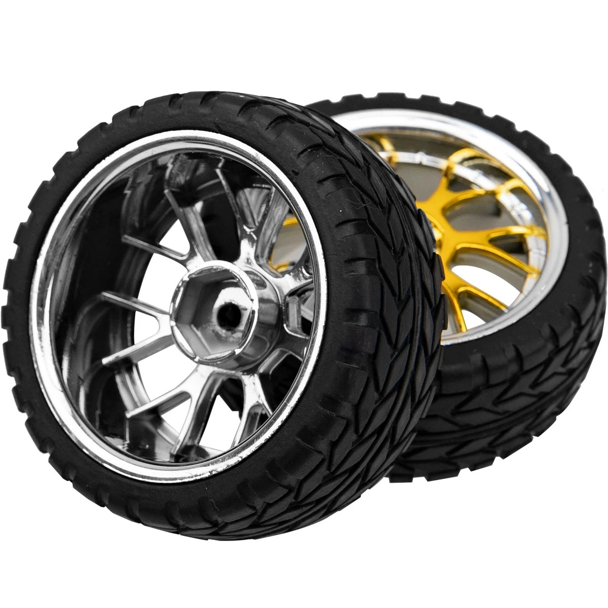 4Pack HIRCQOO 12mm Hex Plastic Wheel Rims & 2.59" Rubber 1/10 Scale, Yellow